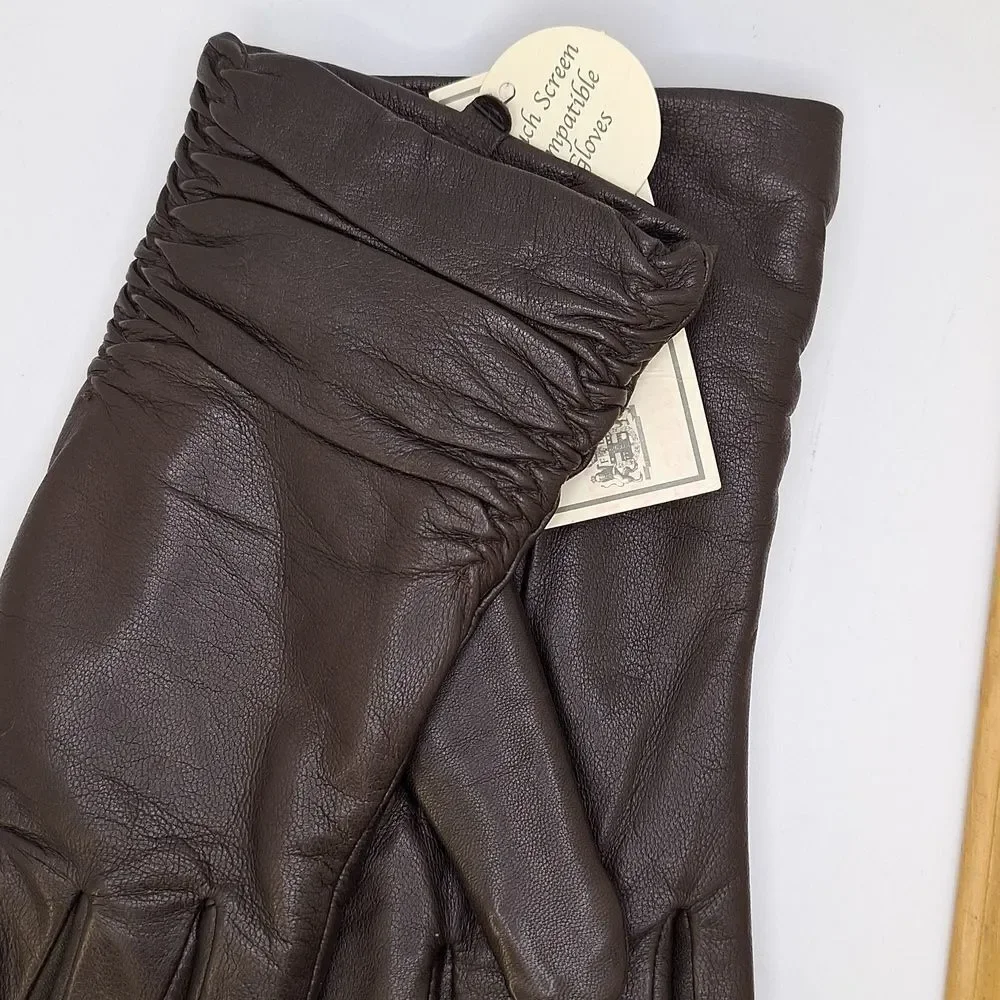 genuine leather gloves women's Butter soft brown